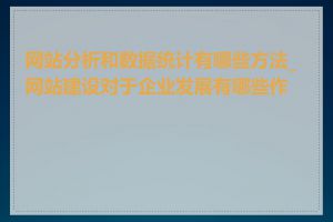 网站分析和数据统计有哪些方法_网站建设对于企业发展有哪些作用