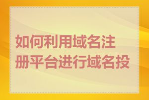 如何利用域名注册平台进行域名投资