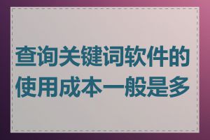 查询关键词软件的使用成本一般是多少
