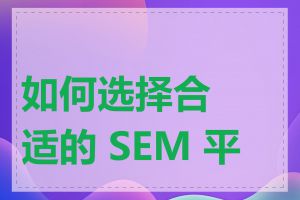 如何选择合适的 SEM 平台