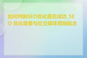 如何判断SEO优化是否成功_SEO 优化需要与社交媒体营销配合吗