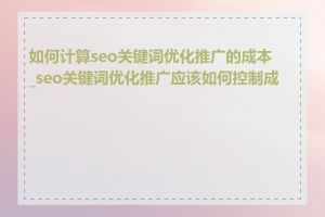 如何计算seo关键词优化推广的成本_seo关键词优化推广应该如何控制成本