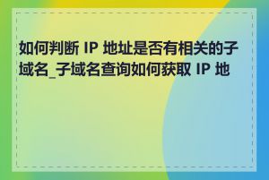 如何判断 IP 地址是否有相关的子域名_子域名查询如何获取 IP 地址
