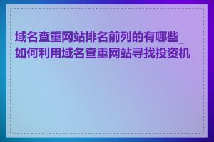 域名查重网站排名前列的有哪些_如何利用域名查重网站寻找投资机会