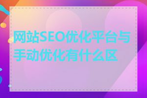 网站SEO优化平台与手动优化有什么区别