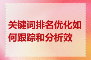 关键词排名优化如何跟踪和分析效果
