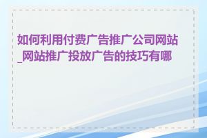 如何利用付费广告推广公司网站_网站推广投放广告的技巧有哪些