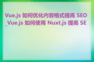 Vue.js 如何优化内容格式提高 SEO_Vue.js 如何使用 Nuxt.js 提高 SEO