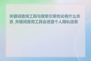 关键词查询工具与搜索引擎优化有什么关系_关键词查询工具会泄露个人隐私信息吗