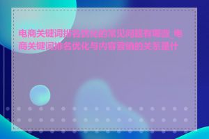 电商关键词排名优化的常见问题有哪些_电商关键词排名优化与内容营销的关系是什么