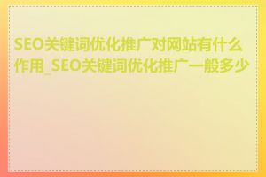 SEO关键词优化推广对网站有什么作用_SEO关键词优化推广一般多少钱