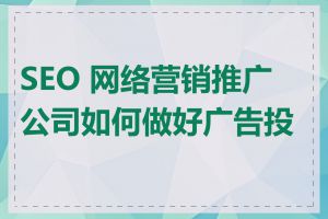 SEO 网络营销推广公司如何做好广告投放