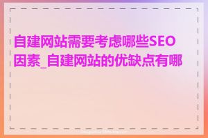 自建网站需要考虑哪些SEO因素_自建网站的优缺点有哪些