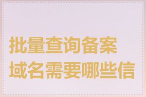 批量查询备案域名需要哪些信息