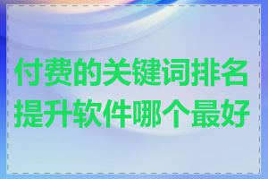 付费的关键词排名提升软件哪个最好用