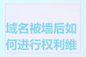 域名被墙后如何进行权利维护