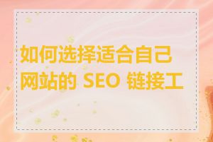 如何选择适合自己网站的 SEO 链接工具