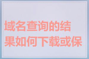 域名查询的结果如何下载或保存