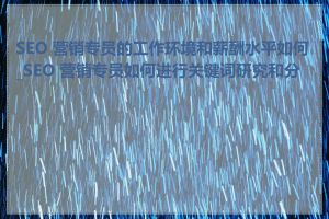 SEO 营销专员的工作环境和薪酬水平如何_SEO 营销专员如何进行关键词研究和分析