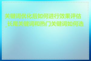 关键词优化后如何进行效果评估_长尾关键词和热门关键词如何选择