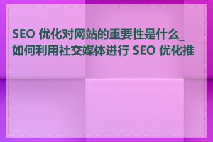 SEO 优化对网站的重要性是什么_如何利用社交媒体进行 SEO 优化推广