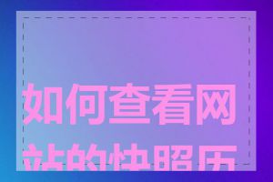 如何查看网站的快照历史