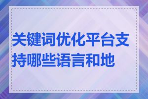 关键词优化平台支持哪些语言和地区