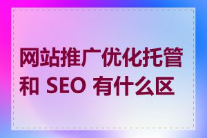 网站推广优化托管和 SEO 有什么区别