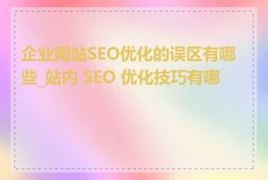 企业网站SEO优化的误区有哪些_站内 SEO 优化技巧有哪些