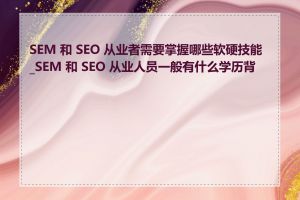 SEM 和 SEO 从业者需要掌握哪些软硬技能_SEM 和 SEO 从业人员一般有什么学历背景