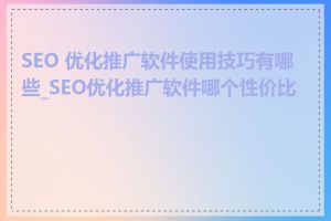 SEO 优化推广软件使用技巧有哪些_SEO优化推广软件哪个性价比高