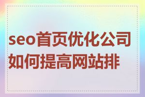 seo首页优化公司如何提高网站排名