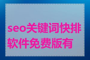 seo关键词快排软件免费版有吗