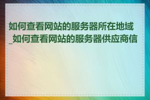 如何查看网站的服务器所在地域_如何查看网站的服务器供应商信息