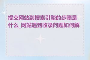 提交网站到搜索引擎的步骤是什么_网站遇到收录问题如何解决