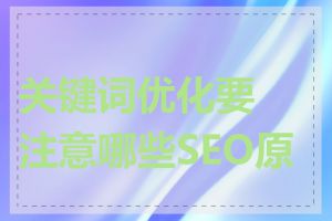 关键词优化要注意哪些SEO原则