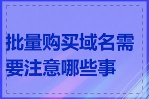 批量购买域名需要注意哪些事项