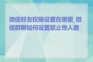 微信好友权限设置在哪里_微信群聊如何设置禁止他人邀请