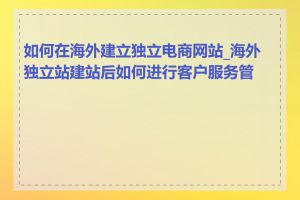 如何在海外建立独立电商网站_海外独立站建站后如何进行客户服务管理