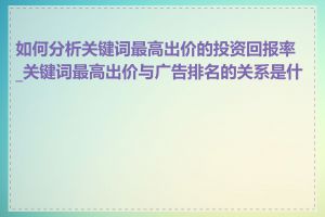 如何分析关键词最高出价的投资回报率_关键词最高出价与广告排名的关系是什么