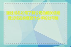 通过域名如何了解公司的相关信息_通过域名能查到什么样的公司信息