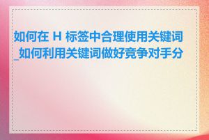如何在 H 标签中合理使用关键词_如何利用关键词做好竞争对手分析