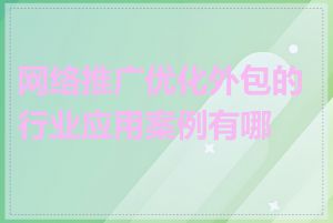 网络推广优化外包的行业应用案例有哪些