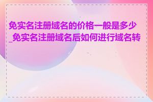 免实名注册域名的价格一般是多少_免实名注册域名后如何进行域名转让