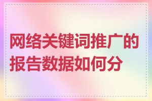 网络关键词推广的报告数据如何分析
