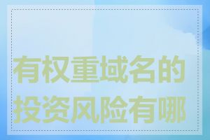 有权重域名的投资风险有哪些