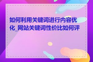 如何利用关键词进行内容优化_网站关键词性价比如何评估