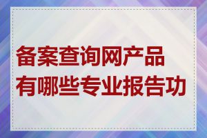 备案查询网产品有哪些专业报告功能