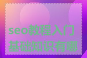 seo教程入门基础知识有哪些