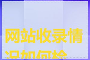 网站收录情况如何检查
